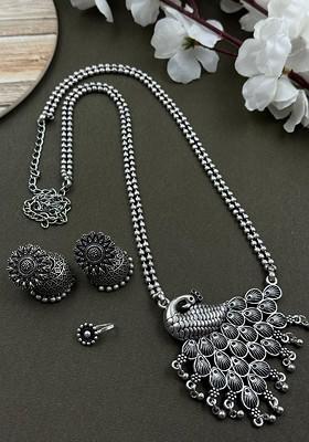 Silver Plated Oxidised Jewellery Set
