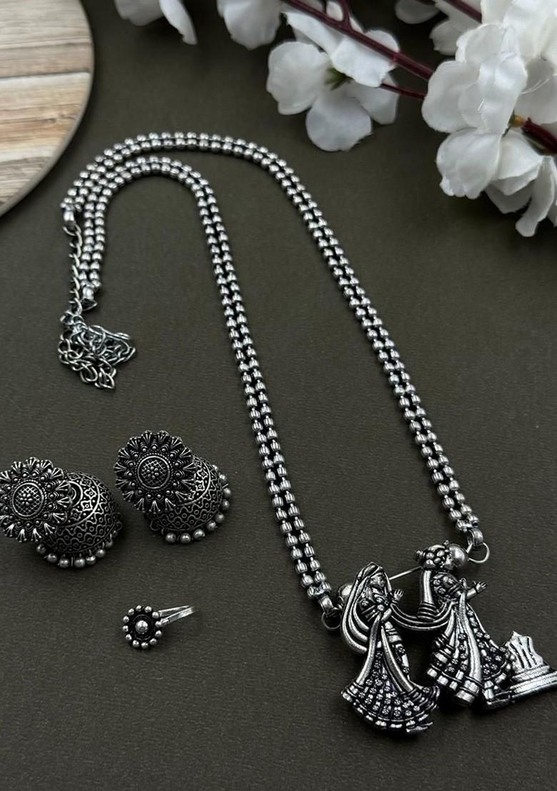 Silver Plated Oxidised Jewellery Set