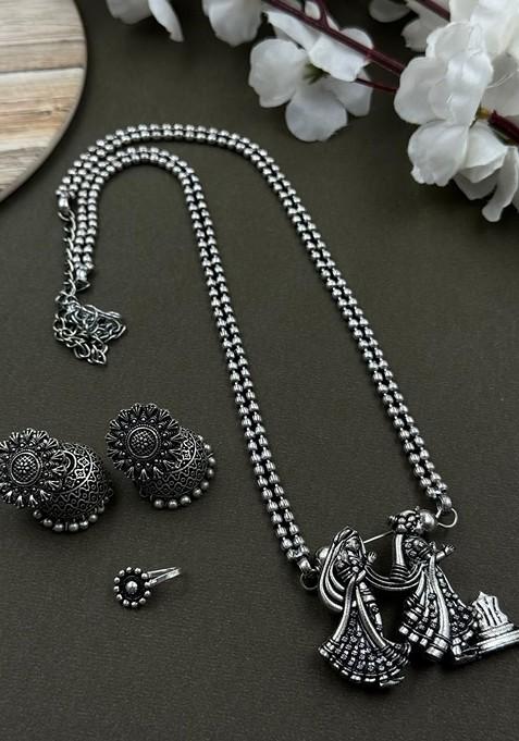 Silver Plated Oxidised Jewellery Set