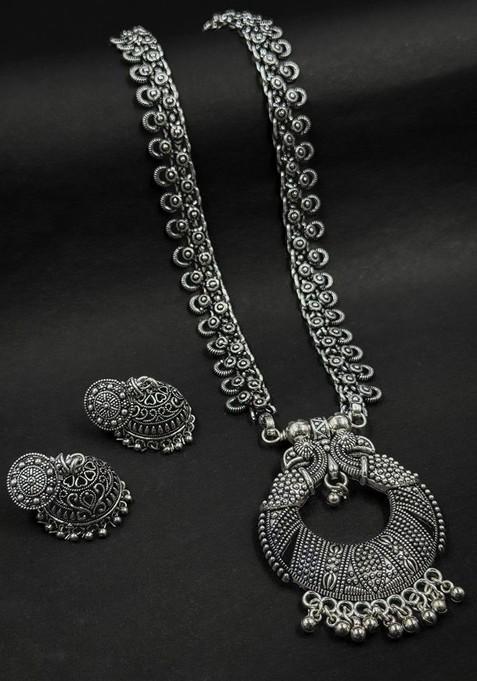 Silver Plated Oxidised Jewellery Set