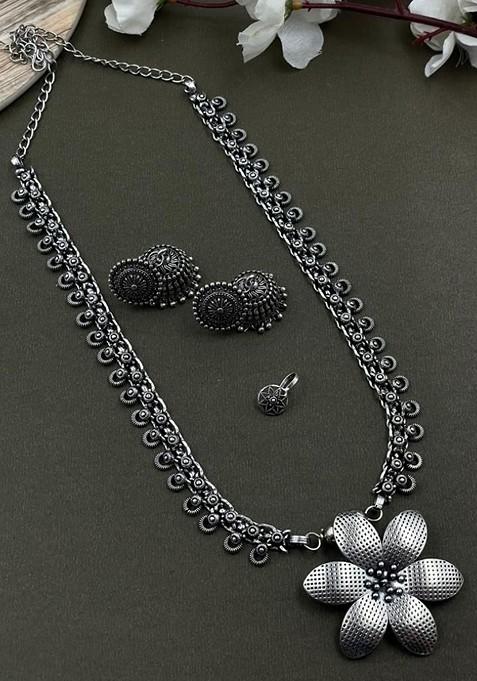 Silver Plated Oxidised Jewellery Set