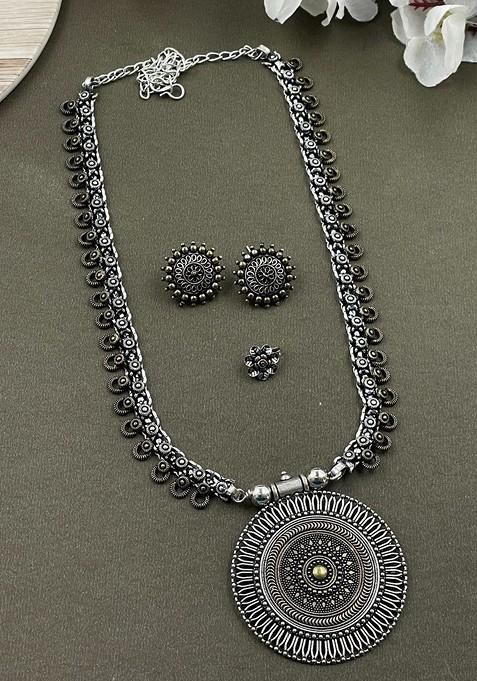 Silver Plated Oxidised Jewellery Set