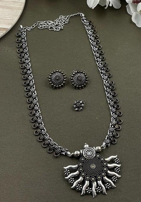 Silver Plated Oxidised Jewellery Set