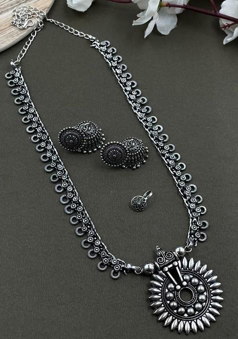 Devika Silver Plated Oxidised Jewellery Set