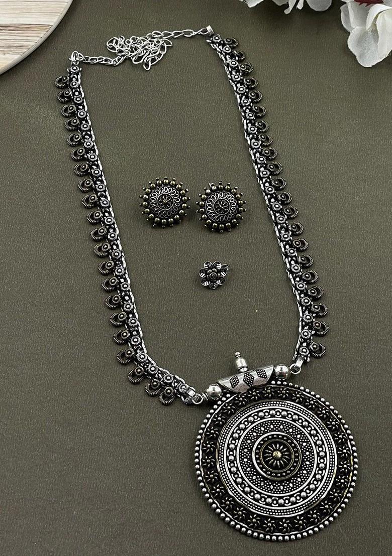 Silver Plated Oxidised Jewellery Set