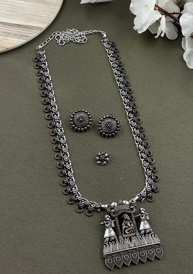 Silver Plated Oxidised Jewellery Set