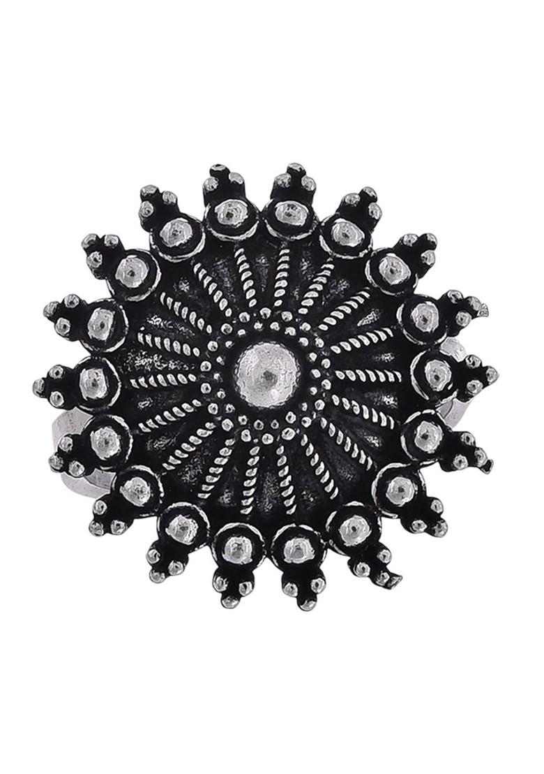 Silver Plated Oxidised Necklace Jewellery Set