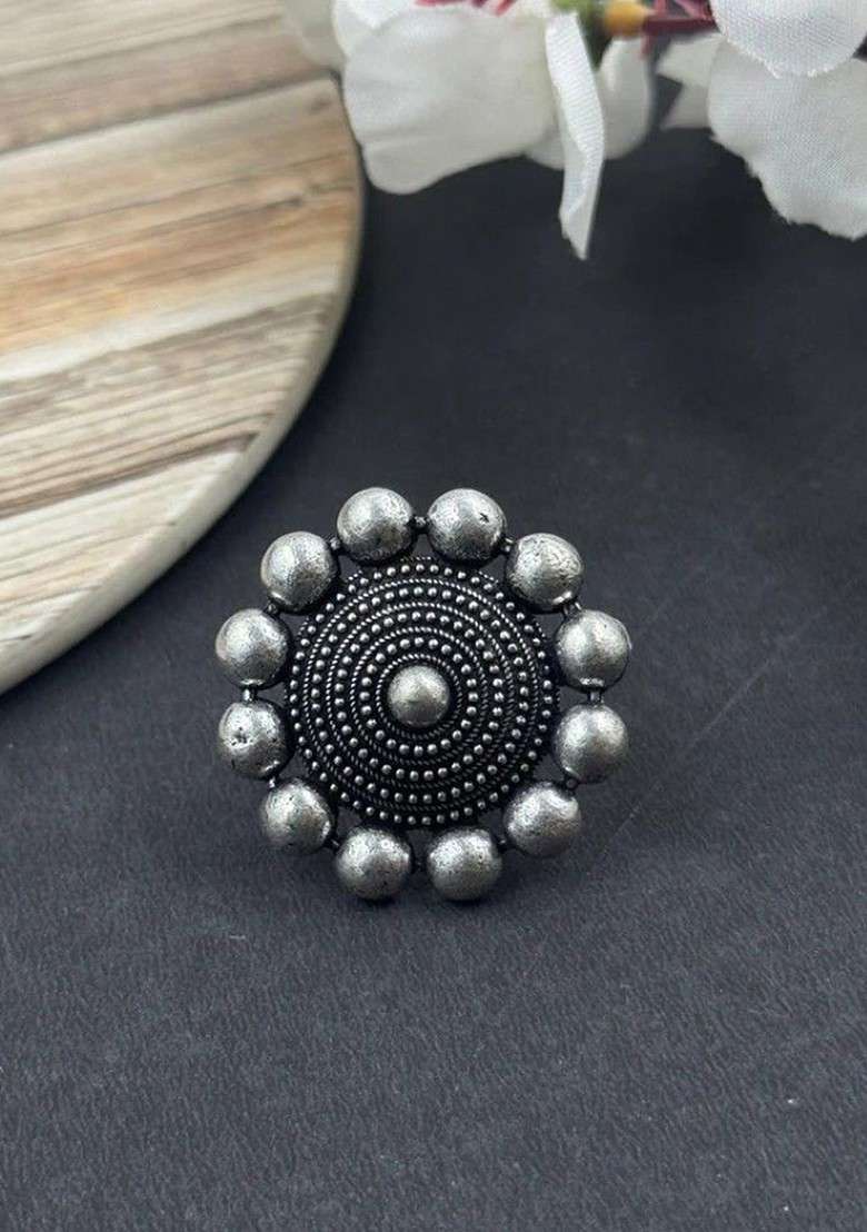 Silver Plated Oxidised Jewellery Set - Indya
