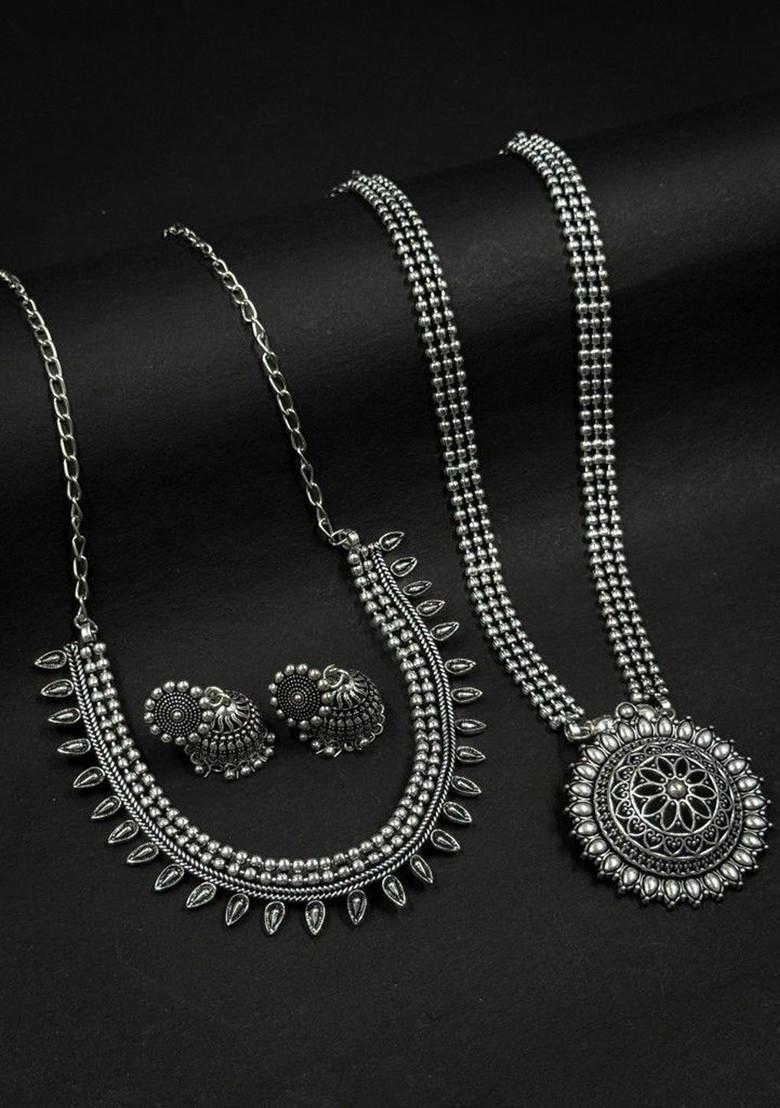 Silver Plated Oxidised Jewellery Set
