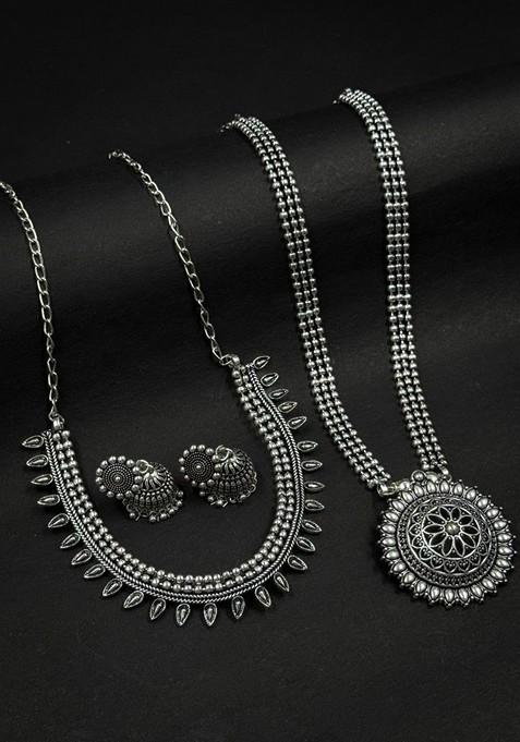 Silver Plated Oxidised Jewellery Set