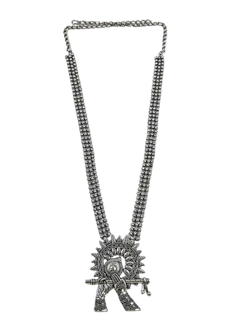 Silver Plated Oxidised Necklace Jewellery Set