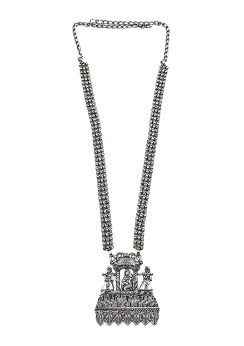 Silver Plated Oxidised Necklace Jewellery Set