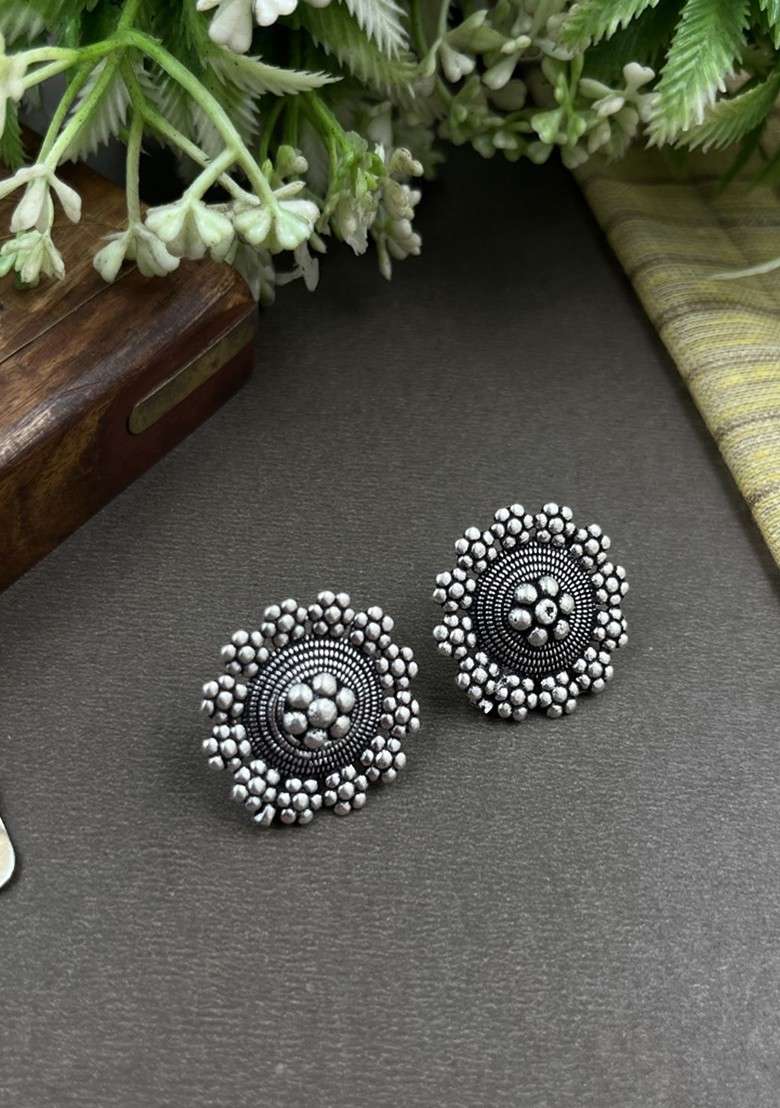 Silver Plated Oxidised Jewellery Set - Indya
