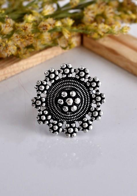 Shilpi Silver Plated Oxidised Necklace Jewellery Set