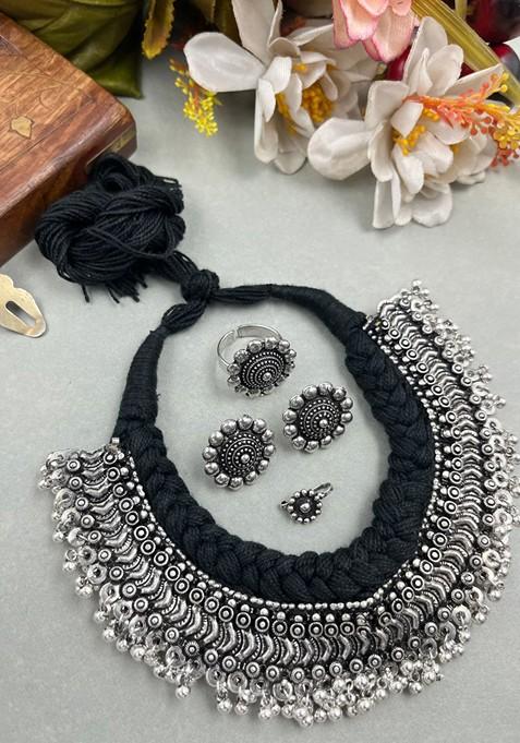 Silver Plated Oxidised Jewellery Set