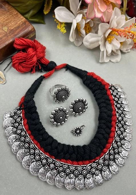 Silver Plated Oxidised Jewellery Set