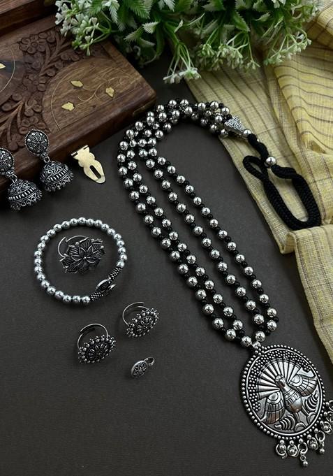Silver Plated Oxidised Jewellery Set