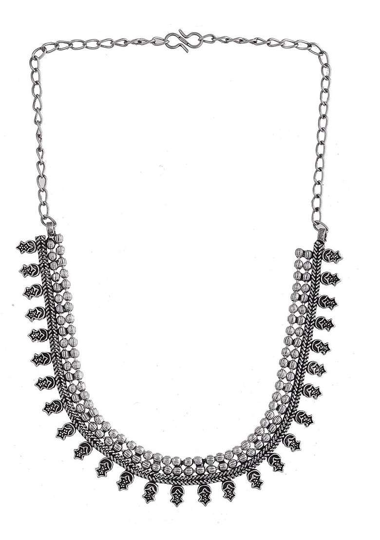 Silver Plated Oxidised Jewellery Set - Indya