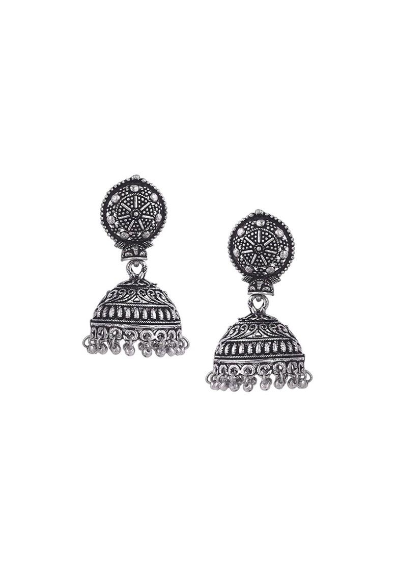 Silver Plated Oxidised Necklace Jewellery Set