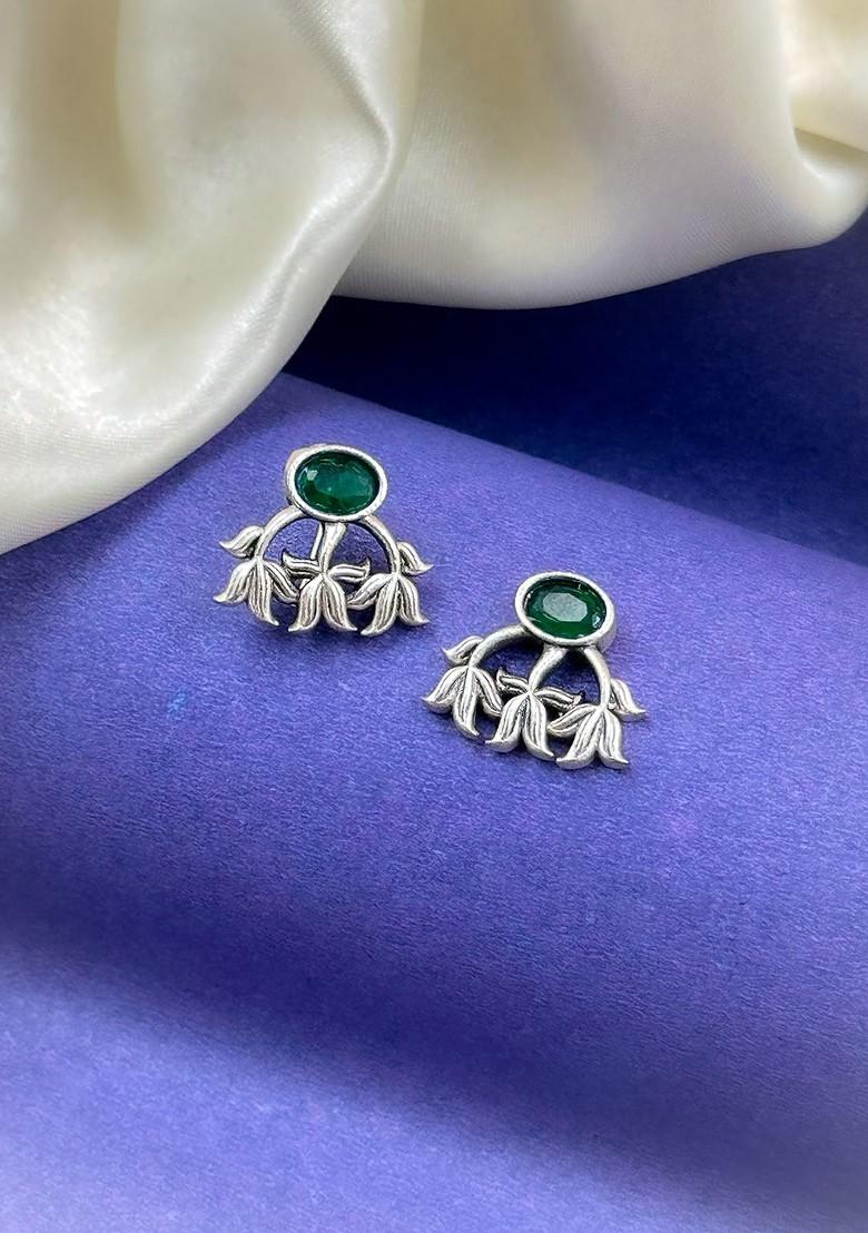 Silver Plated Stone Studded Oxidised Jewellery Set