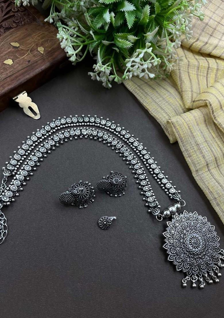 Silver Plated Oxidised Jewellery Set