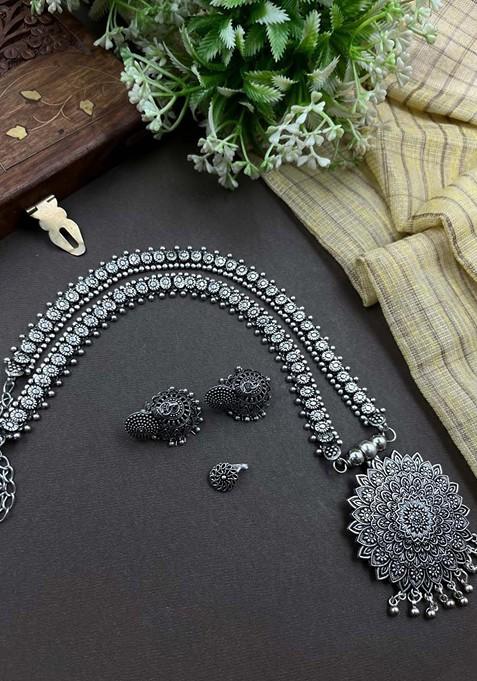 Silver Plated Oxidised Jewellery Set