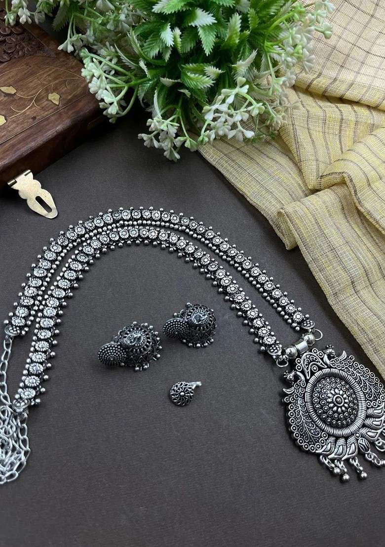 Beaded Oxidised Jewellery Set - Indya