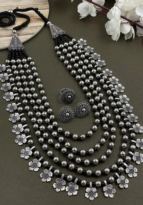Silver Plated Oxidised Jewellery Set