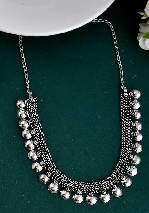 Silver Plated Oxidised Jewellery Set