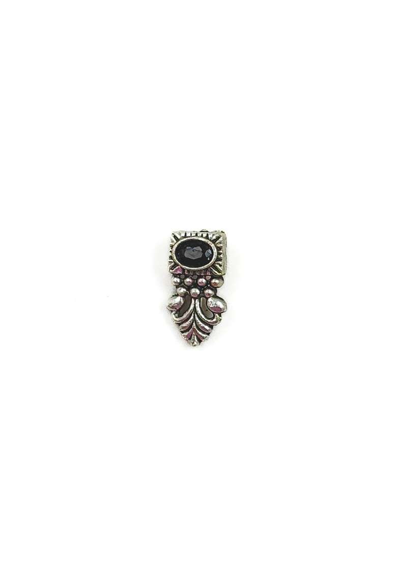 Silver Plated Oxidised Stone Studded Jewellery Set - Indya