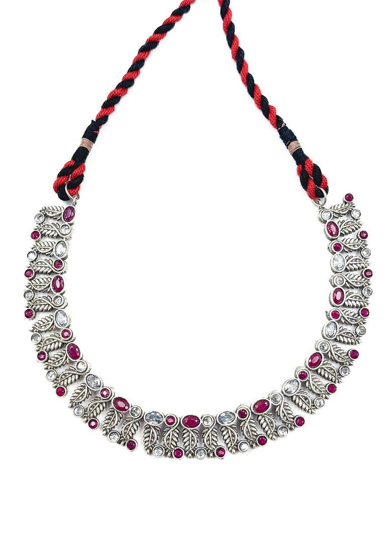 Silver Plated Stone Studded Oxidised Jewellery Set