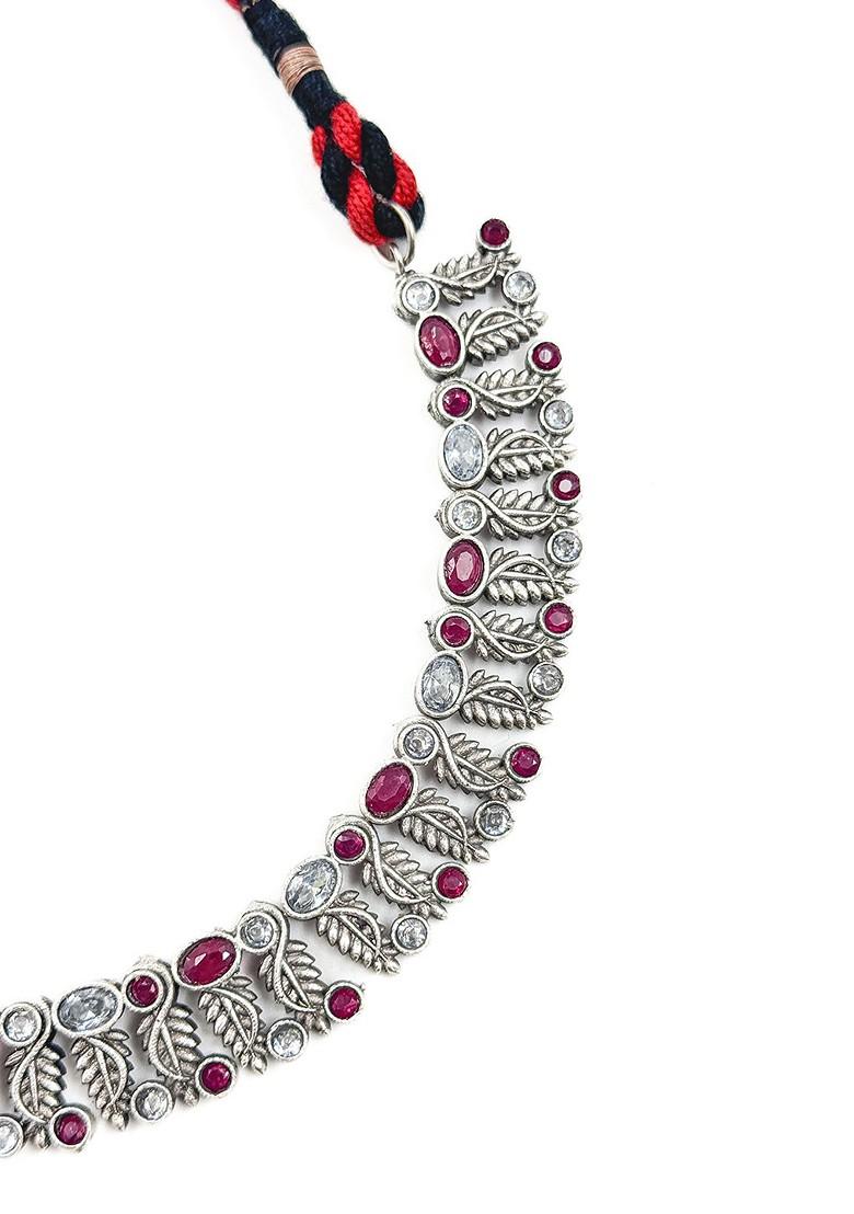 Silver Plated Stone Studded Oxidised Jewellery Set