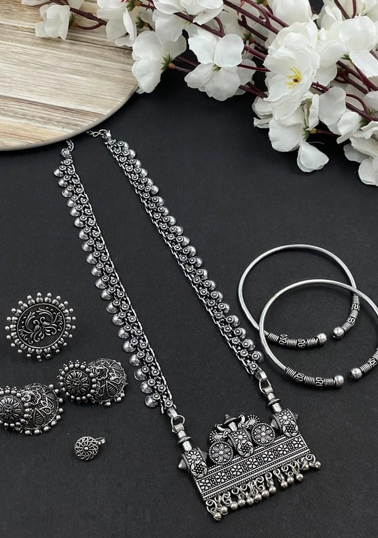 Silver Plated Oxidised Jewellery Set