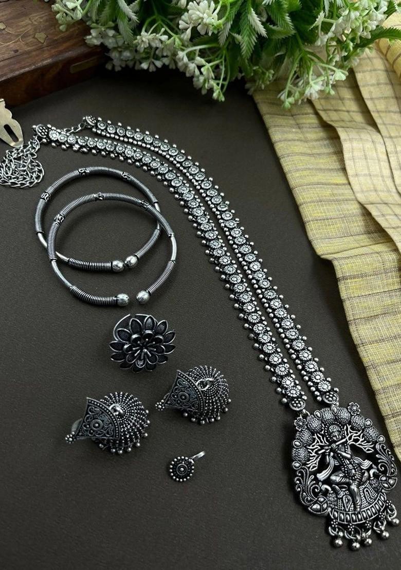 Silver Plated Oxidised Jewellery Set