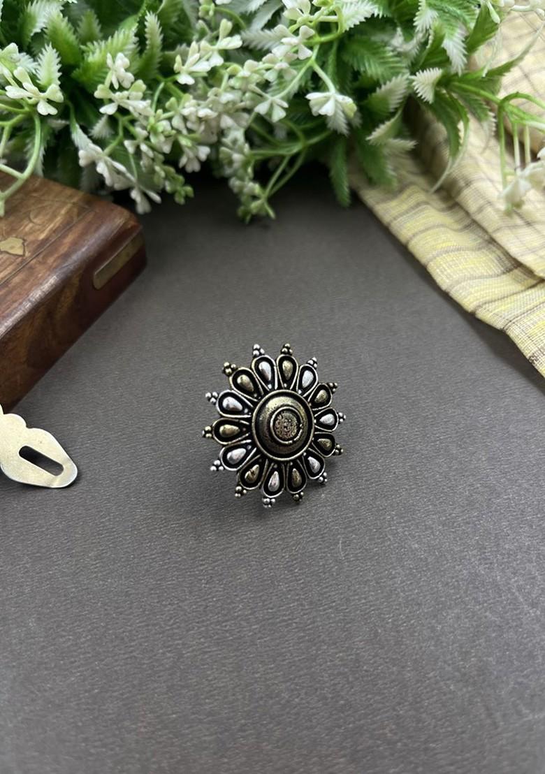 Rohini 3 Line Silver Plated Oxidised Necklace Jewellery Set