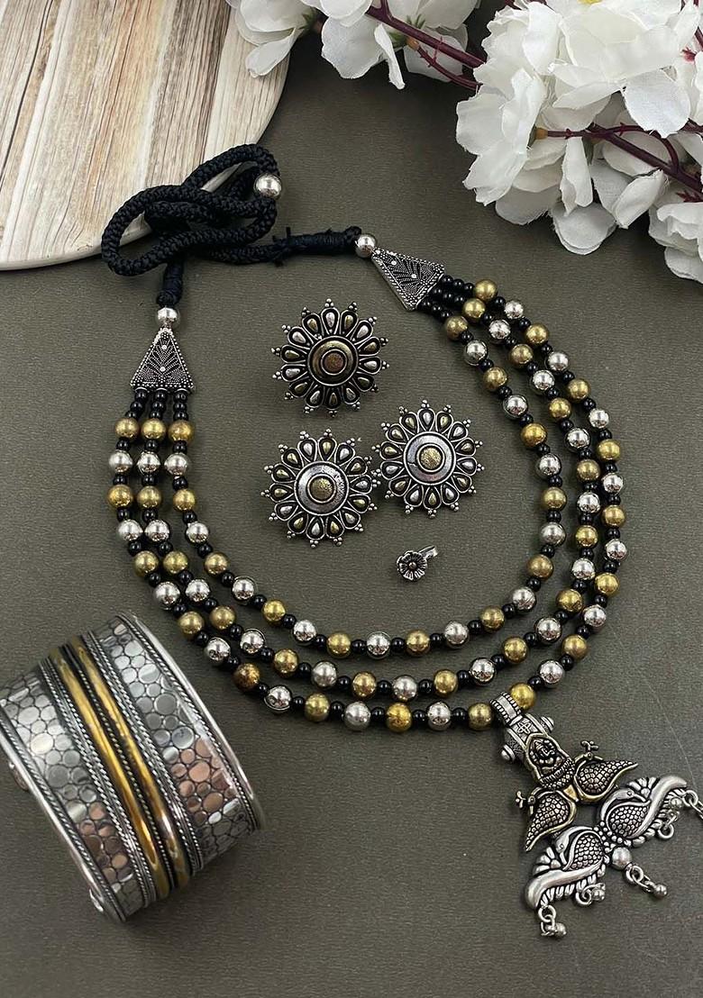 Silver Plated Oxidised Jewellery Set