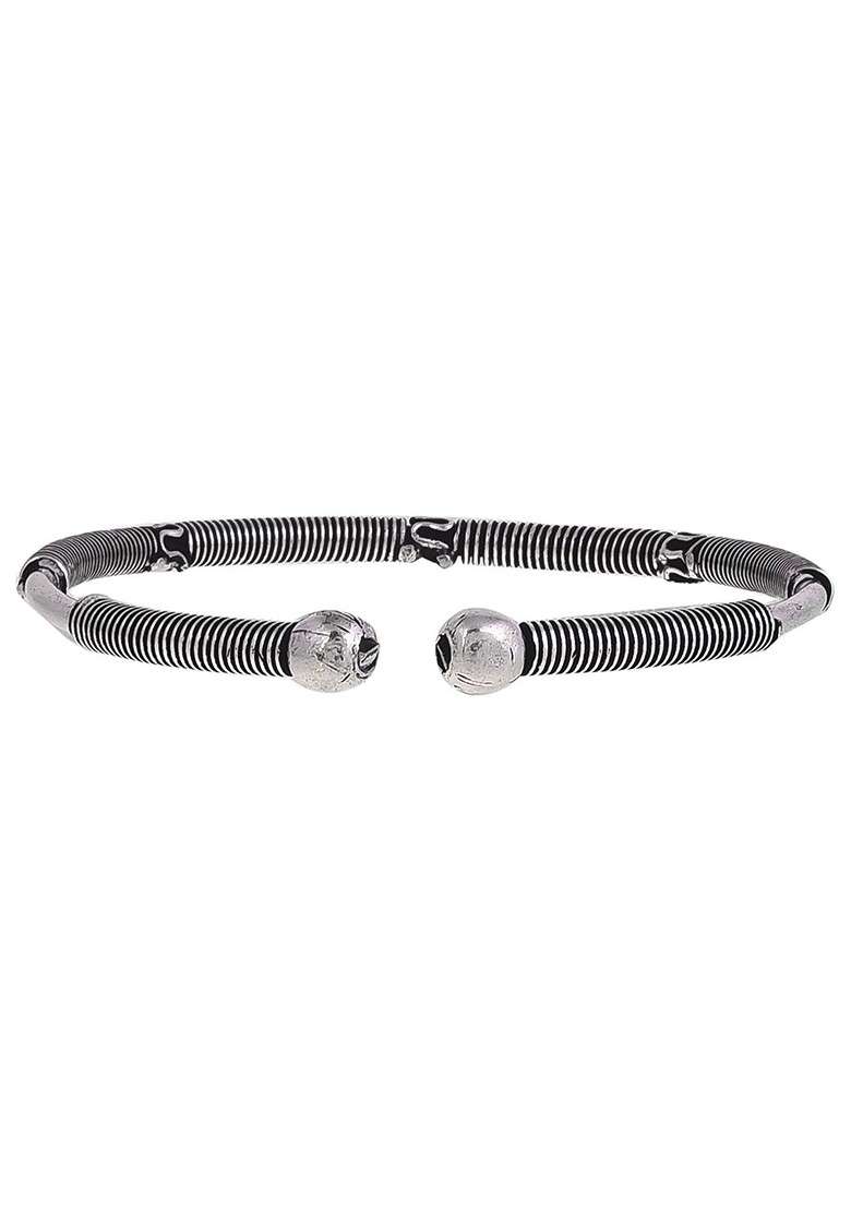 Vira Kolapuri Silver Plated Oxidised Long Necklace Jewellery Set - Indya