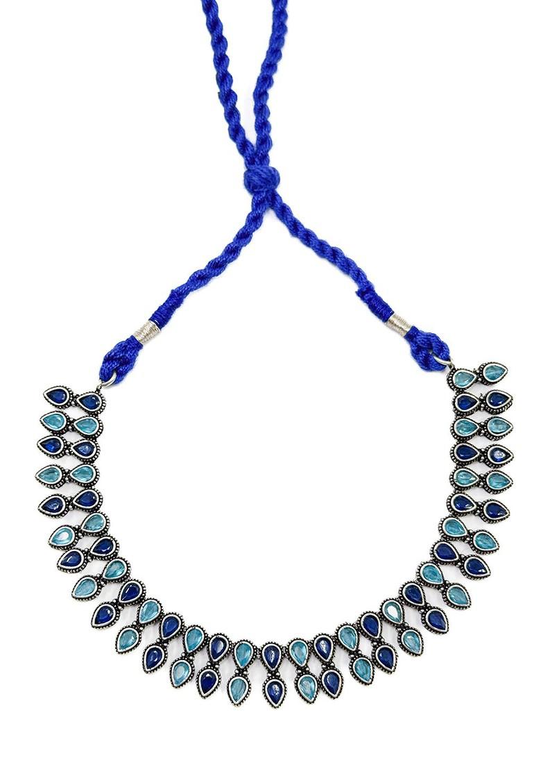 Silver Plated Stone Studded Oxidised Jewellery Set