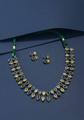 Silver Plated Stone Studded Oxidised Jewellery Set