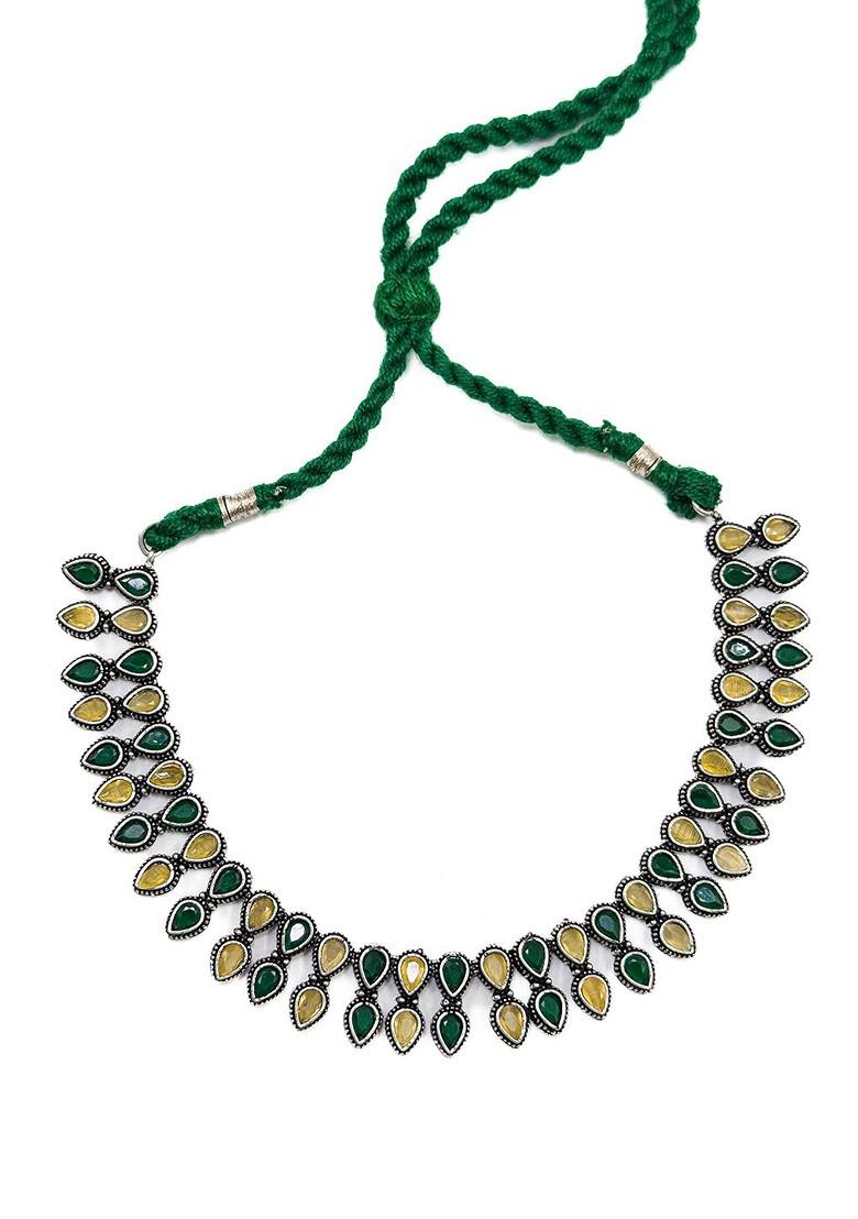 Silver Plated Stone Studded Oxidised Jewellery Set