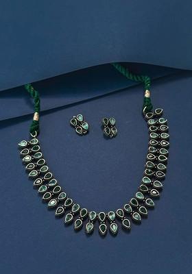 Silver Plated Stone Studded Oxidised Jewellery Set