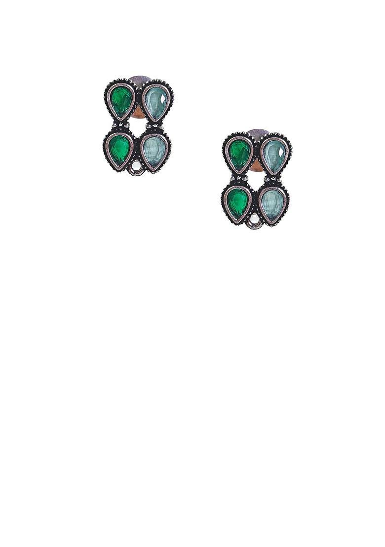 Silver Plated Stone Studded Oxidised Jewellery Set