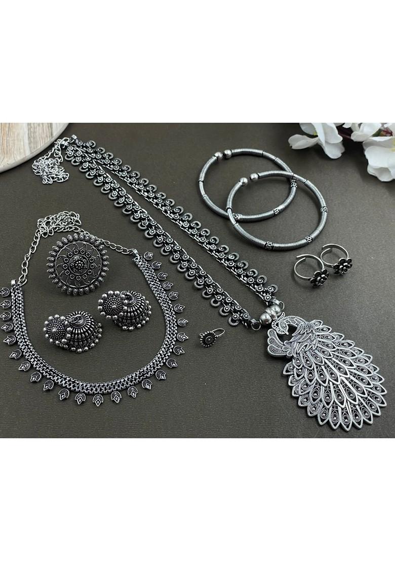 Silver Plated Oxidised Jewellery Set