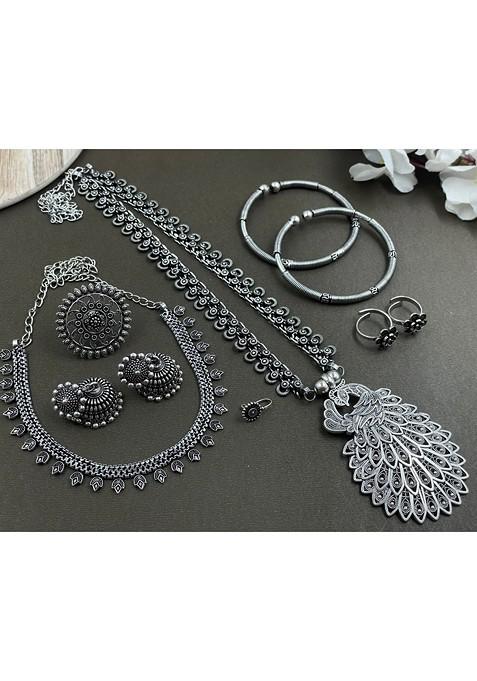 Silver Plated Oxidised Jewellery Set