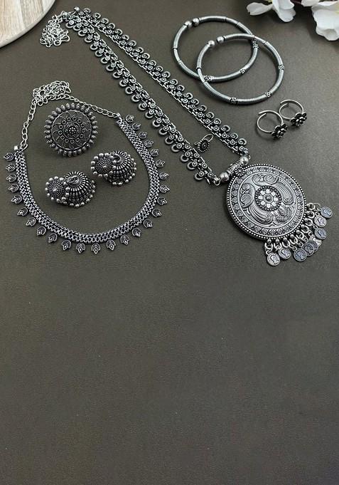 Olivia Silver Plated Oxidised Jewellery Set