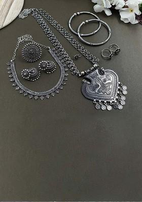 Silver Plated Oxidised Jewellery Set