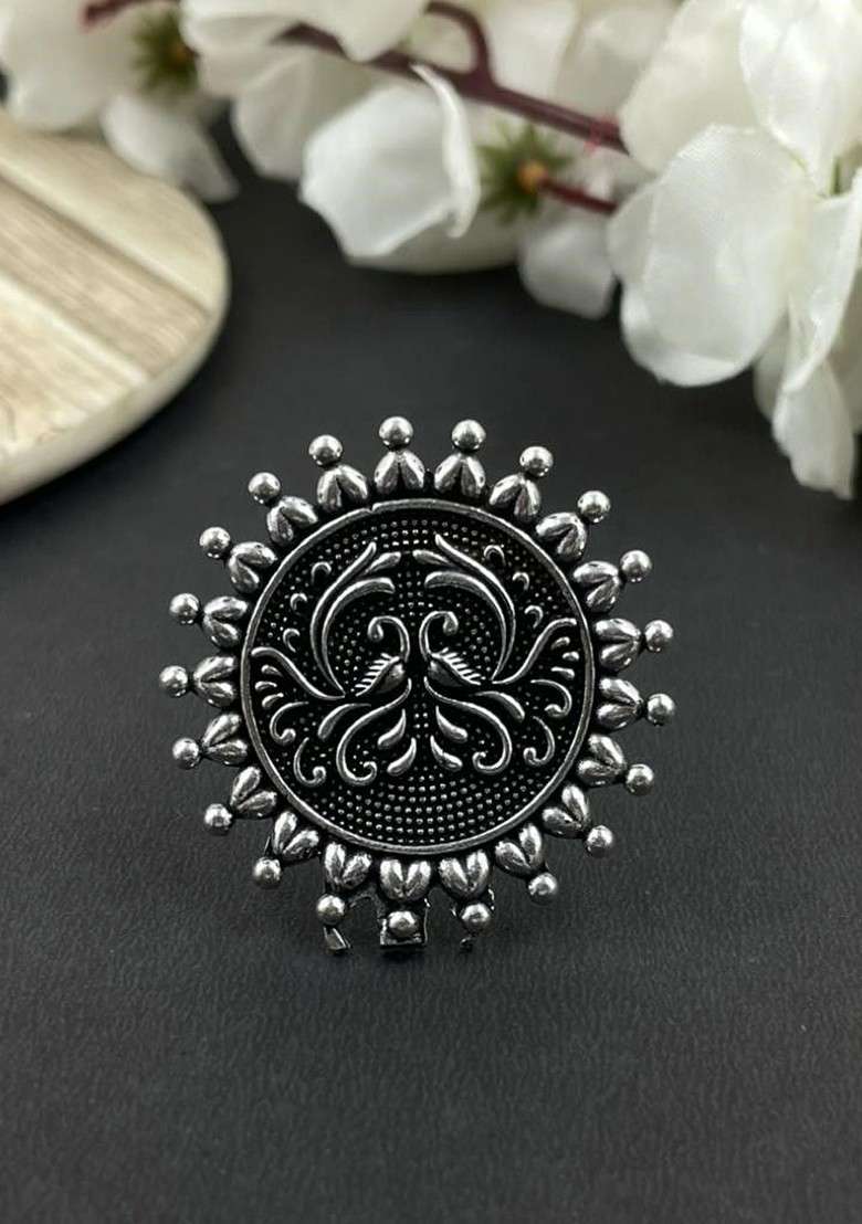 Charmi Silver Plated Oxidised Jewellery Set - Indya