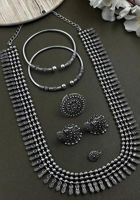 Silver Plated Oxidised Jewellery Set