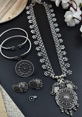 Silver Plated Oxidised Jewellery Set