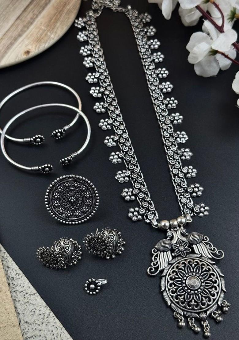 Silver Plated Oxidised Jewellery Set